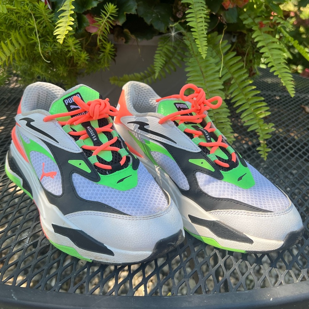 Puma Sneakers - Neon Green, Orange, and Black